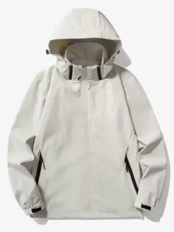 Veste à capuche décontracté homme zippée en polyester Smart