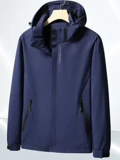 Veste à capuche décontracté homme zippée en polyester Smart