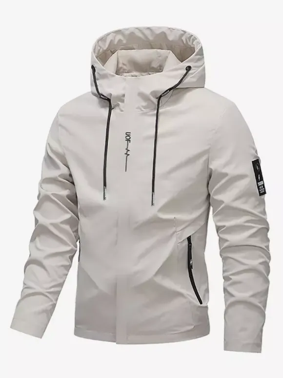 Veste à capuche pour homme manches longues fermeture éclair poches latérales manteau décontracté
