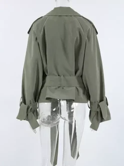 Veste coupe-vent courte à taille nouée pour femme 2026