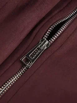 Veste courte en daim à épaules tombantes pour femme - Col montant fermeture éclair coupe ajustée - Tenues décontractées minimalistes pour le printemps 2026