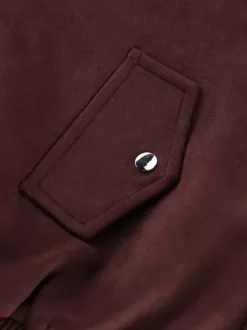 Veste courte en daim à épaules tombantes pour femme - Col montant fermeture éclair coupe ajustée - Tenues décontractées minimalistes pour le printemps 2026