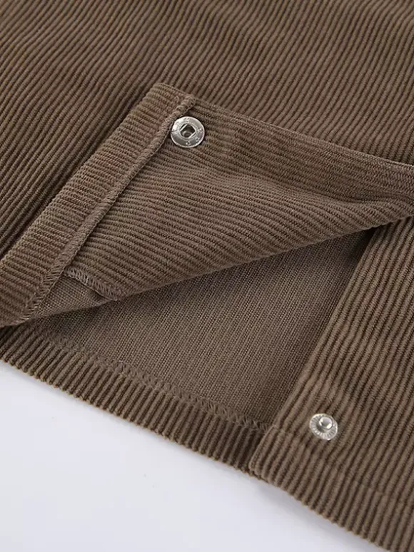 Veste courte en velours côtelé marron pour femme - Haut utilitaire oversize - Style streetwear Maillard tenues décontractées du quotidien 2026