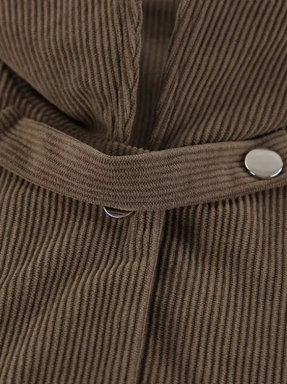 Veste courte en velours côtelé marron pour femme - Haut utilitaire oversize - Style streetwear Maillard tenues décontractées du quotidien 2026