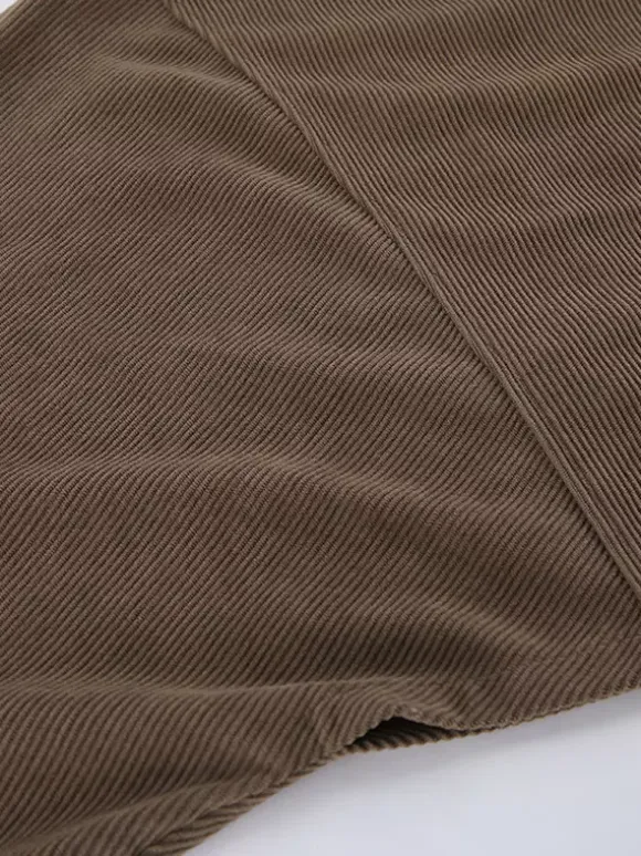 Veste courte en velours côtelé marron pour femme - Haut utilitaire oversize - Style streetwear Maillard tenues décontractées du quotidien 2026