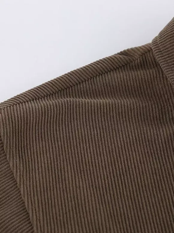 Veste courte en velours côtelé marron pour femme - Haut utilitaire oversize - Style streetwear Maillard tenues décontractées du quotidien 2026