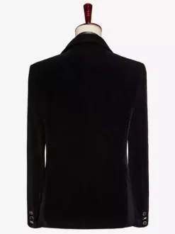 Veste de costume de scène en velours noir brillant pour homme