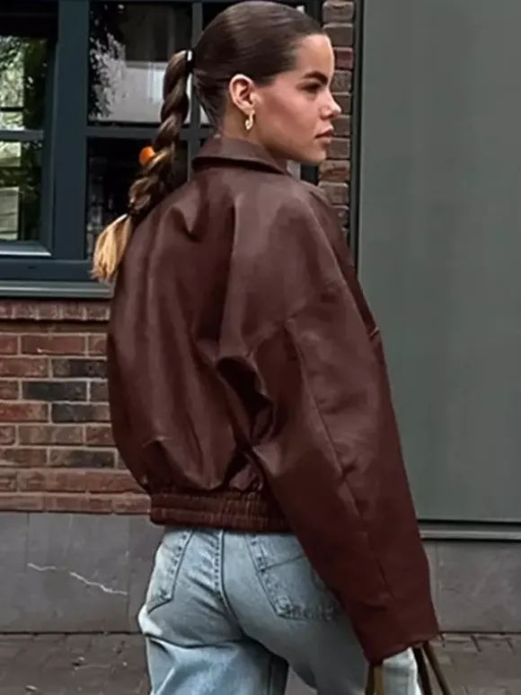 Veste de motarde femme en similicuir - Manteau moto rétro oversize à col à revers - Fermeture éclair vintage - Collection printemps 2026