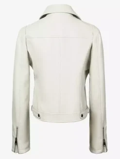 Veste de moto courte quatre couleurs col à revers fermeture éclair diagonale coupe ajustée manches longues vêtement d'extérieur
