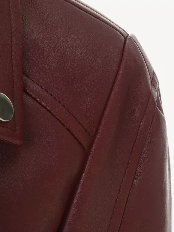 Veste de moto courte quatre couleurs col à revers fermeture éclair diagonale coupe ajustée manches longues vêtement d'extérieur