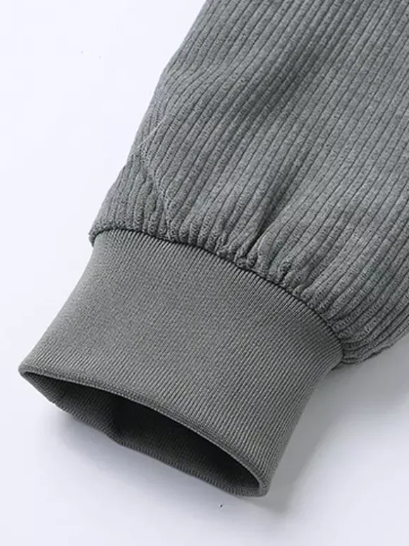 Veste d'hiver en velours côtelé grande taille pour homme doublure polaire avec quatre poches à rabat sur le devant