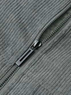 Veste d'hiver en velours côtelé grande taille pour homme doublure polaire avec quatre poches à rabat sur le devant