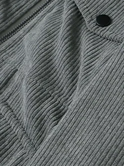 Veste d'hiver en velours côtelé grande taille pour homme doublure polaire avec quatre poches à rabat sur le devant