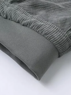 Veste d'hiver en velours côtelé grande taille pour homme doublure polaire avec quatre poches à rabat sur le devant