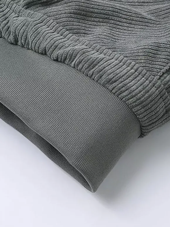 Veste d'hiver en velours côtelé grande taille pour homme doublure polaire avec quatre poches à rabat sur le devant