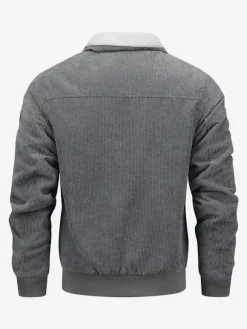 Veste d'hiver en velours côtelé grande taille pour homme doublure polaire avec quatre poches à rabat sur le devant