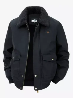 Veste en coton pour homme avec doublure polaire en agneau coupe ample grande taille chaude et décontractée