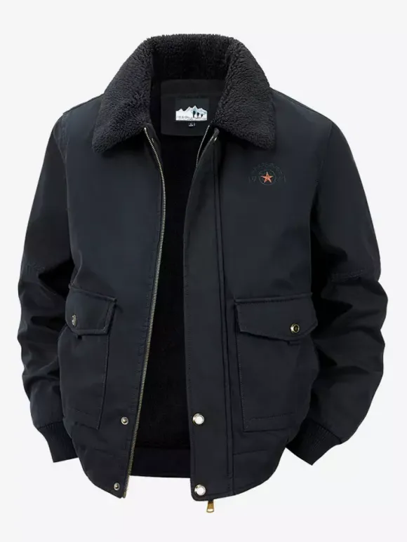 Veste en coton pour homme avec doublure polaire en agneau coupe ample grande taille chaude et décontractée