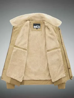 Veste en coton pour homme avec doublure polaire en agneau coupe ample grande taille chaude et décontractée