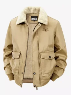 Veste en coton pour homme avec doublure polaire en agneau coupe ample grande taille chaude et décontractée