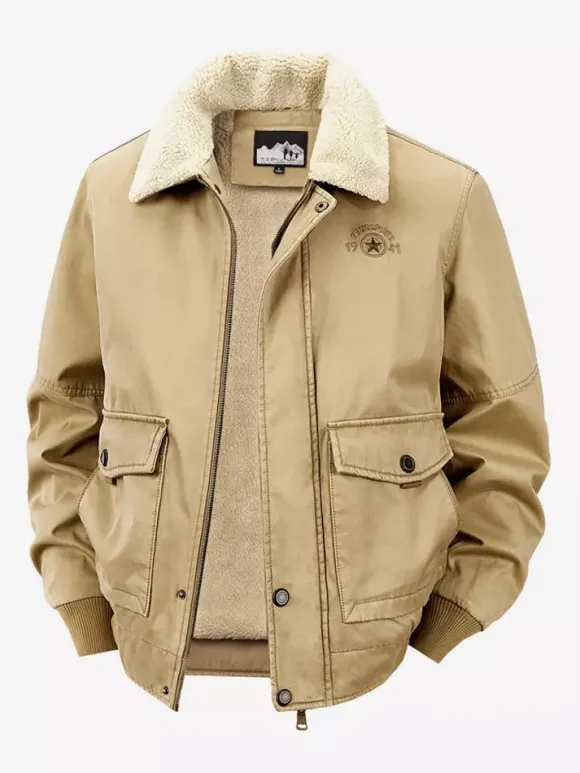 Veste en coton pour homme avec doublure polaire en agneau coupe ample grande taille chaude et décontractée