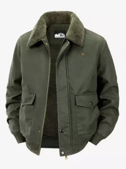 Veste en coton pour homme avec doublure polaire en agneau coupe ample grande taille chaude et décontractée