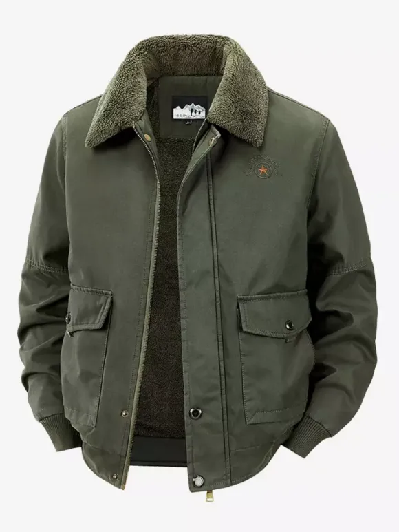 Veste en coton pour homme avec doublure polaire en agneau coupe ample grande taille chaude et décontractée