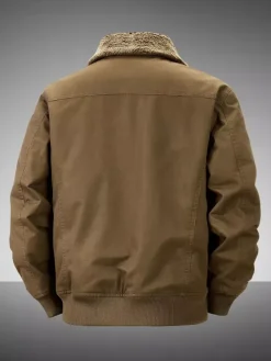 Veste en coton pour homme avec doublure polaire en agneau coupe ample grande taille chaude décontractée style rétro.