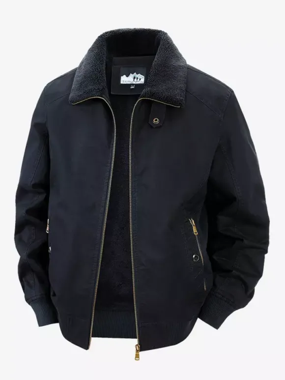 Veste en coton pour homme avec doublure polaire en agneau coupe ample grande taille chaude décontractée style rétro.