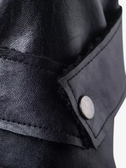 Veste en cuir pour homme avec col en fausse fourrure irrégulière Veste de moto en cuir PU