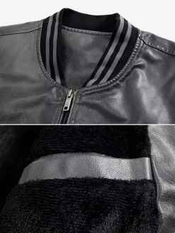 Veste en cuir pour homme grande taille manteau structuré en polaire légère dégradée