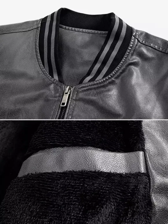 Veste en cuir pour homme grande taille manteau structuré en polaire légère dégradée
