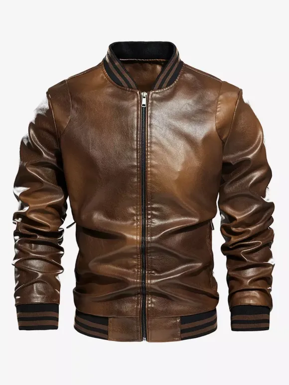 Veste en cuir pour homme grande taille manteau structuré en polaire légère dégradée
