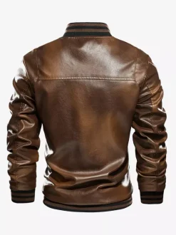 Veste en cuir pour homme grande taille manteau structuré en polaire légère dégradée