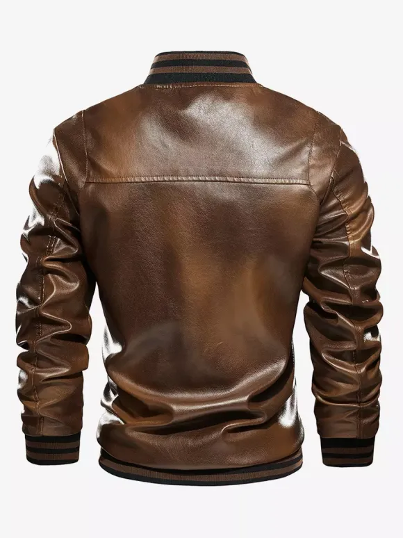 Veste en cuir pour homme grande taille manteau structuré en polaire légère dégradée