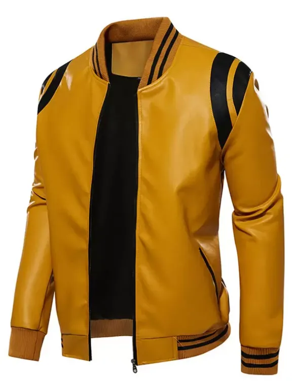 Veste en cuir unisexe grande taille pour homme couleur unie rayée fermeture éclair col montant vestes de moto