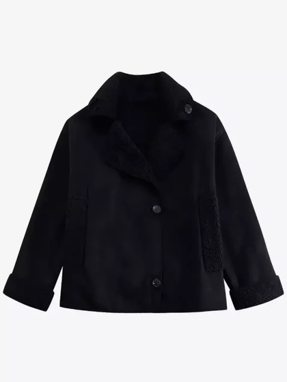Veste en similicuir aux tons Maillard Revers en fausse peau de mouton Vêtements d'extérieur de printemps surdimensionnés pour femmes 2026