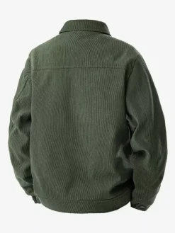 7. Veste en velours côtelé pour homme manches longues poches poitrine à rabat et poches latérales coupe-vent et durable style rétro