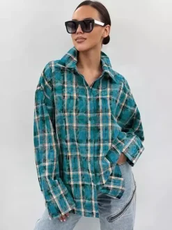 Veste femme à col rabattu boutons coton manches longues vêtement d'extérieur