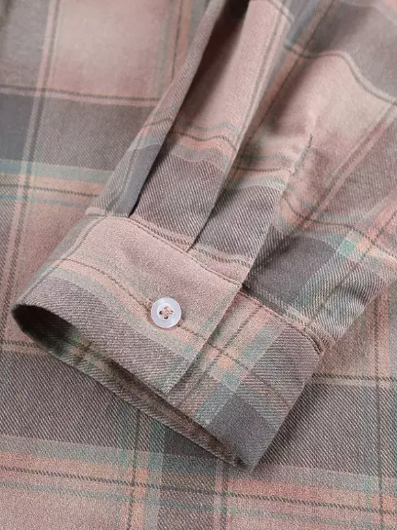 Veste femme à col rabattu cardigan à carreaux décontracté à manches longues