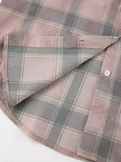 Veste femme à col rabattu cardigan à carreaux décontracté à manches longues