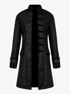 Veste Homme Blanche Style Vintage à Col Mao Veste Noble à Broderies de Boutons pour Costume de Carnaval