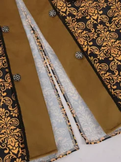 Veste Homme Costumes Rétro À Manches Longues En Jacquard Vintage Jaune