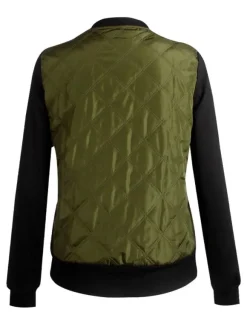 Veste Manteau de Moto Femme à Col Montant avec Manches Longues à Zip avc Poches Cousu Bicolores Manteau Veste Femme