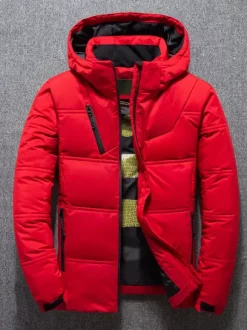Veste Matelassé Chaud Hiver Homme Zippée En Polyester Décontracté