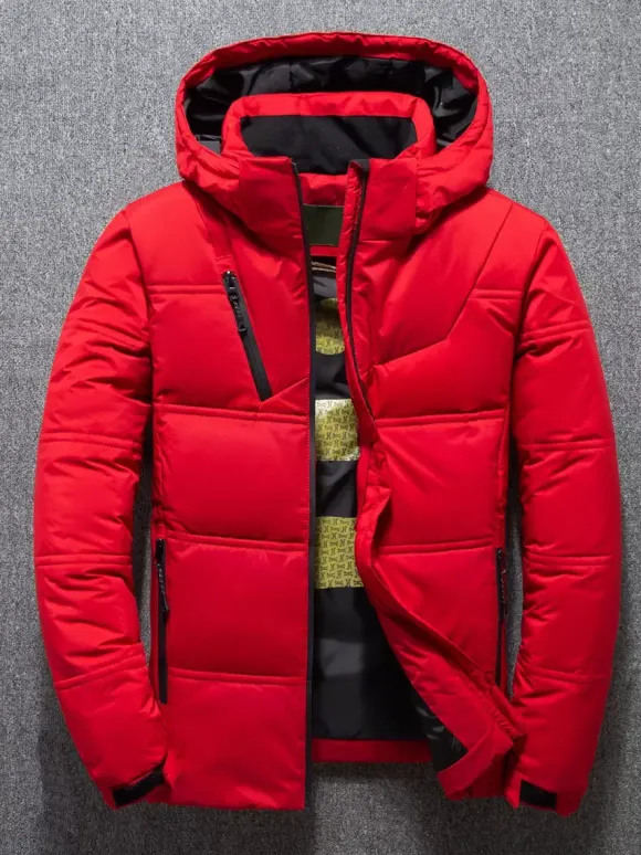 Veste Matelassé Chaud Hiver Homme Zippée En Polyester Décontracté