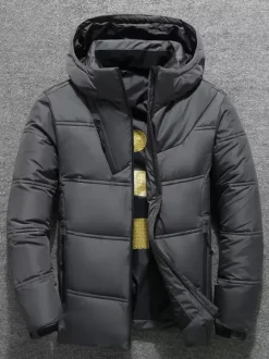 Veste Matelassé Chaud Hiver Homme Zippée En Polyester Décontracté