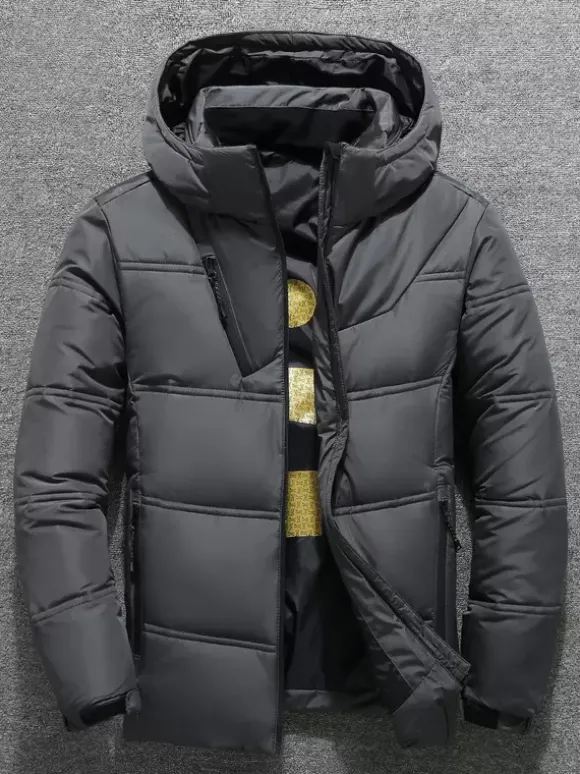 Veste Matelassé Chaud Hiver Homme Zippée En Polyester Décontracté