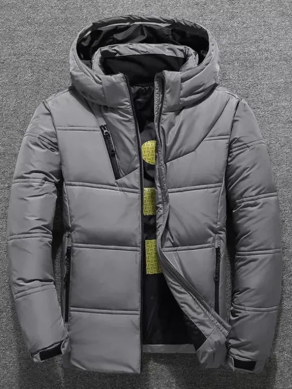 Veste Matelassé Chaud Hiver Homme Zippée En Polyester Décontracté
