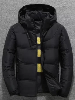 Veste Matelassé Chaud Hiver Homme Zippée En Polyester Décontracté